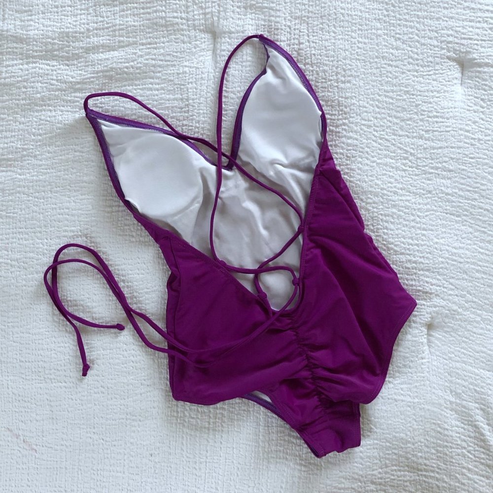 Magenta One Piece Backless Swimsuit NEW!!! - Picture 2 of 4